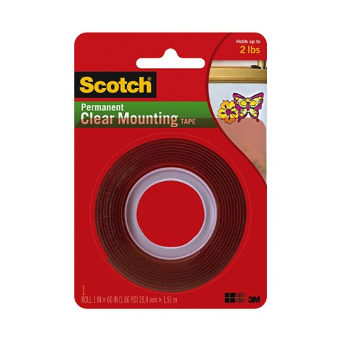 3M Scotch 4010 Clear Permanent Mounting Tape - 1in x 60in (pc)